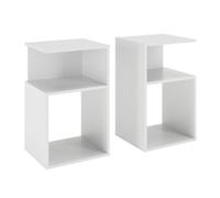 Vicco Table de nuit "Elios", Blanc 40 x 65.3 cm | Lot de 2, convient pour le rangement d’objets du quotidien et de lampes