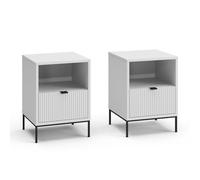Vicco Table de Nuit Eliza Blanc | Lot de 2, utilisable comme surface de dépôt à côté du lit ou du canapé