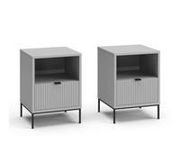 Vicco Table de Nuit Eliza Gris | Lot de 2, utilisable comme surface de dépôt à côté du lit ou du canapé