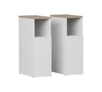Vicco Table de Nuit Enton Blanc/Sonoma | set de 2 pièces, convient comme surface de rangement à côté du lit
