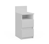 Vicco Table de nuit "Monty", Blanc 25 x 59.1 cm | avec 2 tiroirs, adapté à un placement flexible à côté du lit ou du canapé