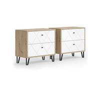 Vicco Table de nuit "Nizza", Chêne Artisan 66 x 60.2 cm | Ensemble de 2, pour une utilisation comme surface de rangement à côté du lit