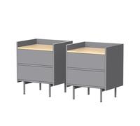 Vicco Table de Nuit Velina, Gris, Ensemble de 2, pour Le Rangement de Livres et d’Objets du Quotidien