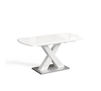 Vicco Table de Salle à Manger Chinto, Blanc, 120-160 x 80 cm | extensible, avec piètement en X et mécanisme d’extension synchronisé