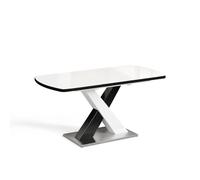 Vicco Table de Salle à Manger Chinto, Noir/Blanc, 120x80cm Extensible, avec piètement en X et mécanisme d’Extension synchronisé