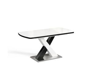 Vicco Table de Salle à Manger Chinto, Noir/Blanc, 120x80cm Extensible, avec piètement en X et mécanisme d’Extension synchronisé