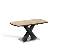 Vicco Table de Salle à Manger Chinto, Noir/chêne Rustique, 120x80cm Extensible, avec piètement en X et mécanisme d’Extension synchronisé
