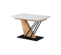 Vicco Table de salle à manger "Fenaro", Blanc/Chêne doré 120-160 x 80 cm | 2 pièces, extensible jusqu'à 160 cm avec rallonge intégrée