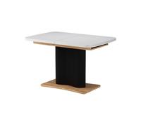 Vicco Table de salle à manger "Fenaro", Blanc/Chêne doré 120-160 x 80 cm | extensible, avec fonction d’extension pour des longueurs de table variables