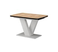 Vicco Table de salle à manger "Fenaro", Chêne doré/Blanc 120-160 x 80 cm | extensible, avec rallonge synchronisée pour longueur de table variable