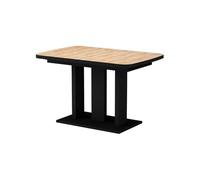 Vicco Table de salle à manger "Fenaro", Chêne doré/Noir 120-160 x 80 cm | 2 parties, extensible avec rallonge pour une extension flexible de la table