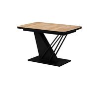 Vicco Table de Salle à Manger Fenaro, Chêne doré/Noir, 120-160 x 80 cm | extensible, extensible jusqu'à 160 cm avec rallonge intégrée