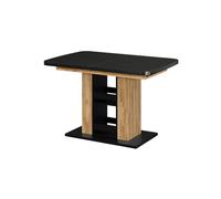 Vicco Table de salle à manger "Fenaro", Noir/Chêne doré 120-160 x 80 cm | extensible avec rallonge synchronisée pour une longueur de table variable