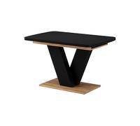 Vicco Table de Salle à Manger Fenaro, Noir/Chêne doré, 120-160 x 80 cm | extensible, avec rallonge synchronisée pour longueur de table variable