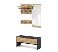 Vicco Vestiaire Selena, Anthracite/Artisan, 90x40cm | 4 parties, pour montage mural pour une organisation peu encombrante dans l'entrée
