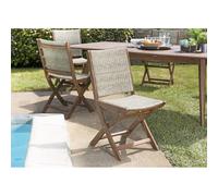 Vick - ensemble de 2 chaises de jardin pliantes bois acacia et rotin