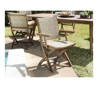 Vick - ensemble de 2 fauteuils de jardin pliants bois acacia et rotin