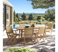 Vick - ensemble de jardin 6 places portofino en bois d'acacia