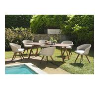 Vick - ensemble de jardin bois acacia, table rect. + 6 fauteuils