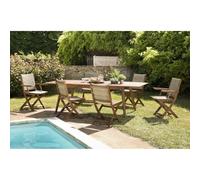 Vick - ensemble de jardin bois table ext. 4 chaises + 2 fauteuils