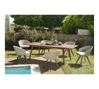 Vick - ensemble de jardin bois table rect. Ext. 180 à 240cm 6 fauteuils