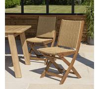 Vick - lot de 2 chaises pliantes en bois d'acacia huilé et rotin