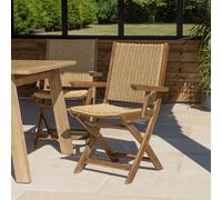 Vick - lot de 2 fauteuils pliants en bois d'acacia huilé et rotin