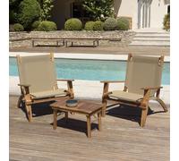 VICK - Salon jardin bois acacia 2 pers : 2 fauteuils, table basse