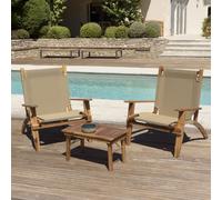 Vick - salon jardin bois acacia 2 pers : 2 fauteuils, table basse