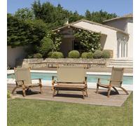 Vick - salon jardin bois acacia 4 pers : canapé, 2 fauteuils et table basse