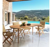 Vick - table de jardin en bois d'angélique huilé 200x90cm