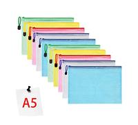 Vicloon 10PCS Pochette Document Zippée, Document Dossier Pochette PVC Zip, A5 Pochettes Dossier Sachets Pour Stockage Documents Recettes D'Entreprises Organisation