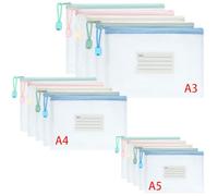 Vicloon 15PCS Pochette Document, Document Dossier Pochette PVC Zip,A3 A4 A5 Pochettes Dossier Sachets avec sac d'étiquette Pour Stockage Documents Recettes D'Entreprises Organisation
