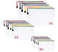 Vicloon 15PCS Pochette Document, Document Dossier Pochette PVC Zip,A3 A4 A5 Pochettes Dossier Sachets Pour Stockage Documents Recettes D'Entreprises Organisation
