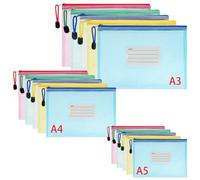 Vicloon 15PCS Pochette Document, Document Dossier Pochette PVC Zip, A3 A4 A5 Pochettes Dossier Sachets Pour Stockage Documents Recettes D'Entreprises Organisation 5 Couleurs