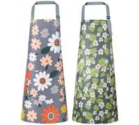 Vicloon 2 PCS Tablier de Cuisine Réglable avec Lanières, Étanche et à Fleurs, avec Poches pour Barbecue, École, Café, Chef, Serveurs