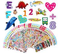 Vicloon Autocollants 3D pour Enfants 2 à 4 Ans, 40 Feuilles Kids Stickers Plus de 1000 Gomettes Autocollantes, Autocollants Récompense pour Enfants, Comprenant Animaux Dinosaures Numéros et Bien Plus