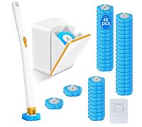 Vicloon Brosse WC Jetable Recharge, 48 Têtes Suspendu Brosse Toilettes WC Nettoyeur Toilette Murale Support avec de Rechange Poignées Base Crochets Muraux pour Toilette Salle de Bain, Bleu