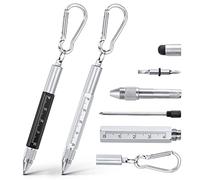 Vicloon Cadeau Homme Noel, Stylo Multifonction 6 en 1, 2pcs Stylo à Bille Multifonction avec Mousqueton, Cadeaus Gadgets Insolite Utile pour Hommes/Femmes, Cadeau Homme Original Rigolo