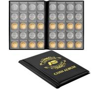 Vicloon Classeur Pieces de Monnaie 200 Poches, 10 Pages Classeur Piece 2 Euros, Album pour Collection de Monnaies 3,5x4 cm, Imperméable, avec Fermeture éclair, pour Collectionneurs, Noir