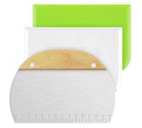 Vicloon Coupe Pâte Boulangerie 3PCS Corne Patisserie Manche en Bois Spatule Cuisine Raclette avec Mesure Ustensiles de Spatule Cuisine Inox Ramasse Légumes Cuisine pour Couper Pâte et Légumes