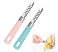 Vicloon Couteau Éplucheur,2pcs Eplucheur Acier inoxydable | Eplucheur Pomme De Terre Manuel En Acier Inoxydable pour la Cuisine, Fruits, Carottes, Pommes,Bleu + Rose