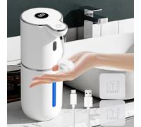 Vicloon Distributeur de Savon Automatique, 380ml Mural Distributeur de Savon avec Capteur, IPX5 Étanche, 6 Niveaux Réglables, USB Rechargeable, pour Salle de Bain, Cuisine, Bureau (Mousse)