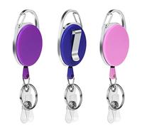 Vicloon Enrouleur Rétractable Longueur, 3Pcs Porte-Badge Mousqueton Robuste, 68.5cm Avec Ressort Renforcé pour des Cartes d'identité avec Porte-clés Clip de Ceinture et le Crochet de Serrage