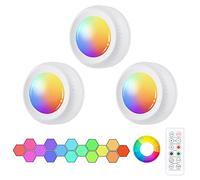Vicloon Lampe de Placard RGBW,3PCS Spot LED Autocollant Murale RGBW Lampe de Armoire Rechargeable par USB RGB 4/16 Couleurs Dimmable pour Penderie/Placard/Étagère/Entrée/Cuisine/Passage