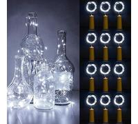 Vicloon Lot de 12 Lumières LED Pour Bouteilles, 2 m, 20 Lumières LED Pour Bouteilles, Guirlande Lumineuse En Fil de Cuivre Pour Thermos, Fête, Extérieur (Alimentation de Qualité A)