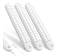 Vicloon Lumière de Placard,3pcs Lampe Placard,Lampes 72 LED,Sans Fil, Rechargeable par USB, Aimanté, Détecteur de Mouvement, Baladeuse de Secours, Veilleuse Enfant[Classe (3pcs 72LED)