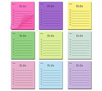 Vicloon Notes Auto-Collantes Lignées, 9pcs To Do List Notes, 450pcs Note Adhésives avec Lignés, Blocs-Note Autocollants Colorés, Cartes d'index pour L'école Bureau(verticales)