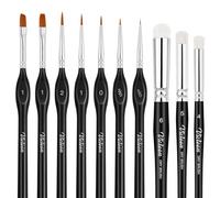Vicloon Pinceaux à Sec, 3PCS Pinceaux Miniatures Drybrush et 7PCS Pinceaux Fins pour Le Modélisme, Drybrush Pinceau, Drybrush Poil de Chèvre Naturels pour Peinture Acrylique et Aquarelle