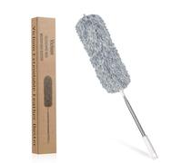 Vicloon Plumeau Poussière, Plumeau Télescopique avec Poignée en Acier Inoxydable Poussiere Lavable Microfibre pour Plafonds Les Stores Les Toiles d'araignée Les Voitures, Gris Clair 13 * 32 * 242cm